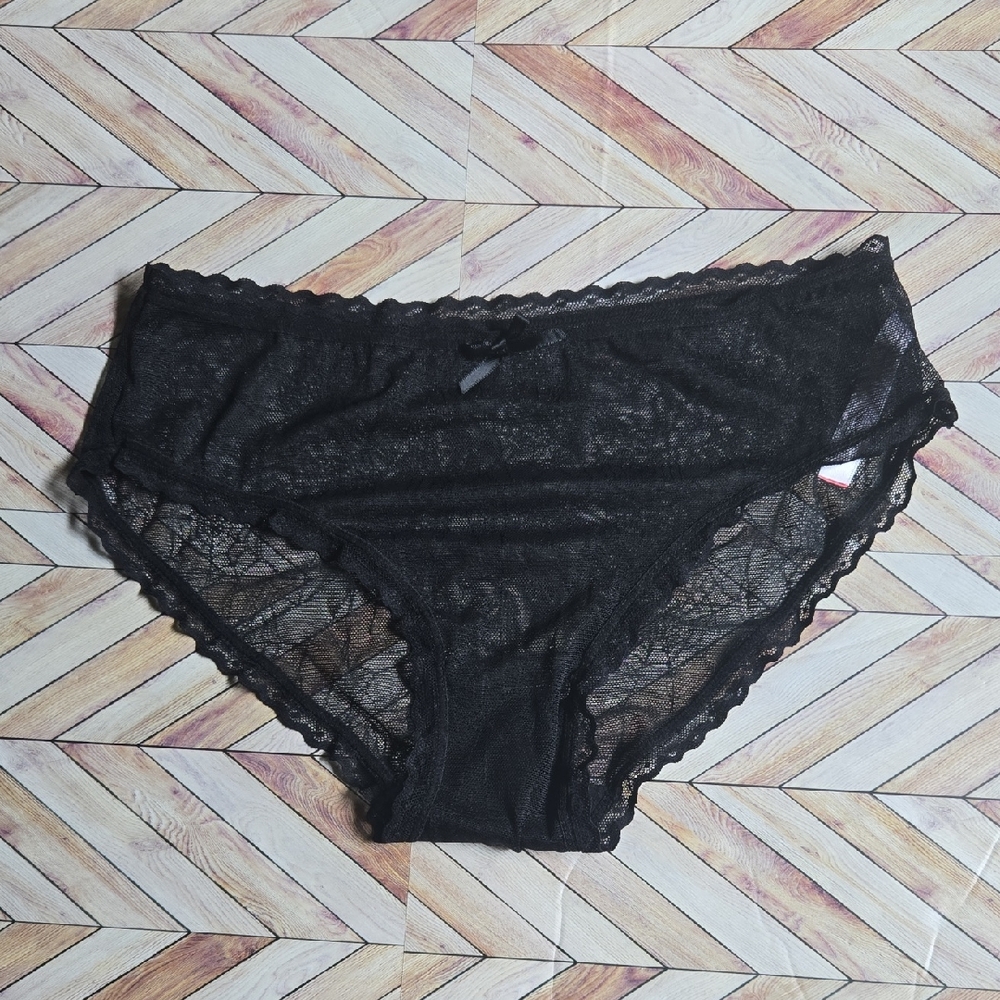 Splendies Womens Lace Spiderweb Sheer Underwear Black Undies Holiday Panties M